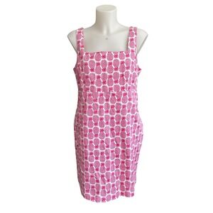 Boden Yolande Pineapple Print Shift Dress Mini Square Neck Preppy Fun sz 12P US